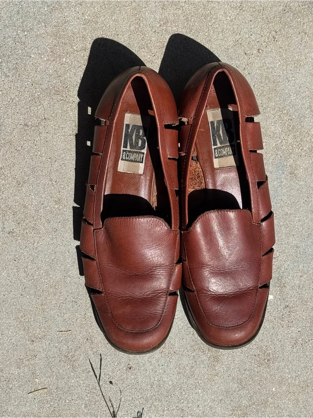 Vintage 90s Women's Brown Leather Slip-On Loafer Sandals - Classic Comfort Sz 8